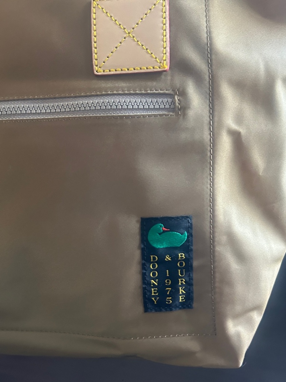 Dooney & Bourke Khaki Tote with Green Duck Logo